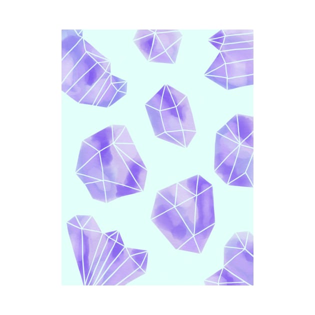 Watercolour Purple Crystal Print by AlexandraStr