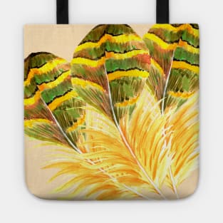 Boho green feather pattern Tote