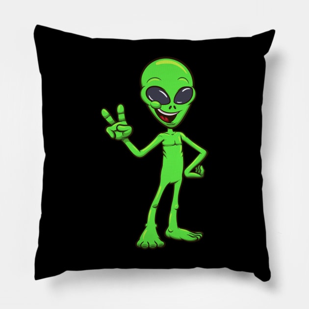 Friendly Alien Pillow by TheMaskedTooner