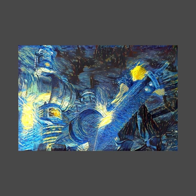 Final Fantasy 7 Cloud Midgar Starry Night by Starry Night