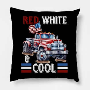 Kid Monster Truck Tee, Toddler Boys American Flag July 4th Pillow