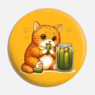 Cat Eating Pickles Pin