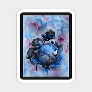 Abstract Blue Peonies Magnet