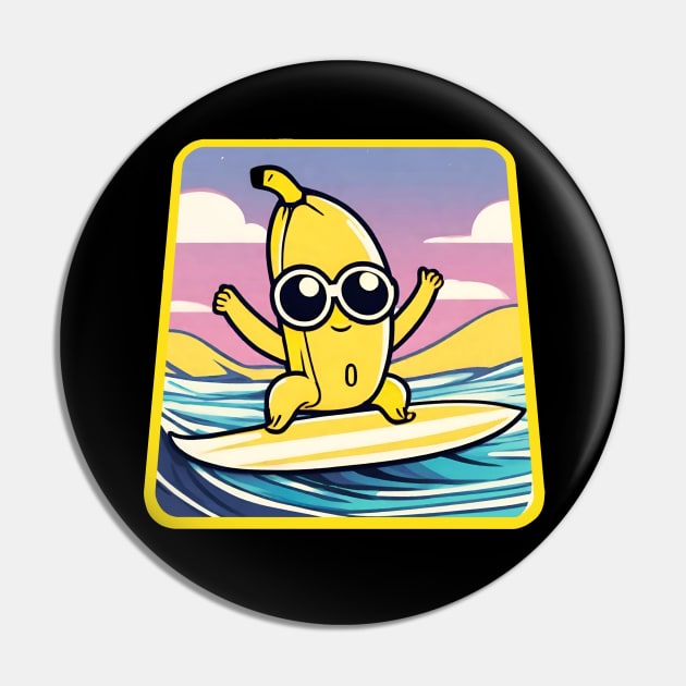 Banana Surfing Pin by Ilustradamus