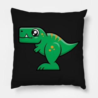 T-Rex Dinosaur (Green and Orange) Pillow