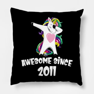 Awesome Since 2011 Birthday Dabbing Unicorn Pillow