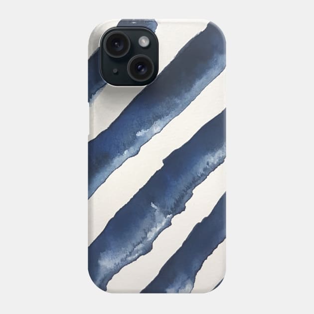 Blue Watercolour stripes Phone Case by Bergtanne