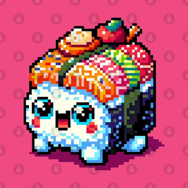 Sushi Sidekick - Whimsical Pixel Art Sushi Creature by Pixel Punkster