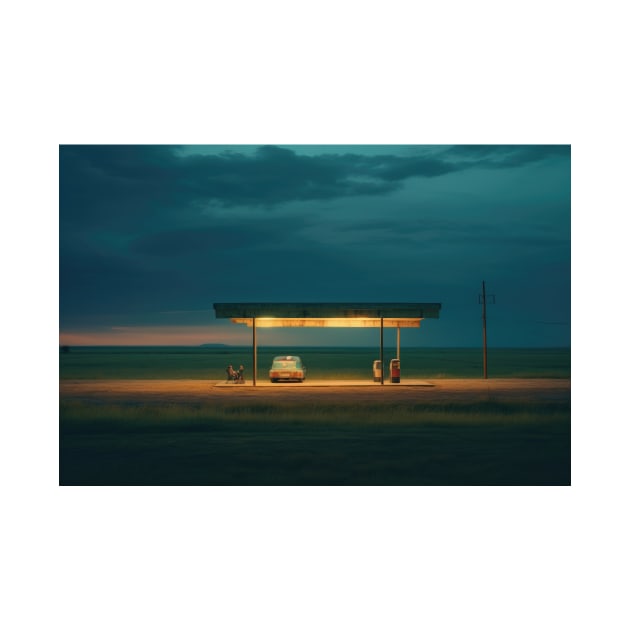 Minimalist bus stop at night – Landscape Photography by regnumsaturni