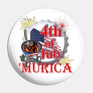 Murica 4th of July Retro Barbeque BBQ Murica 2022 Patriotic Pin