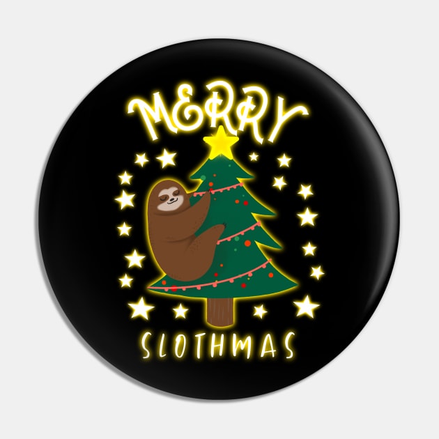 Merry Slothmas Pin by ZenCloak