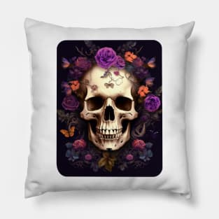 Skull with Flowers Pillow