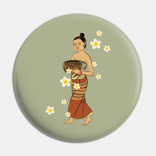 Woman and Flower Pin