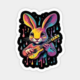 Cute Rabbit Playing Guitar Magnet