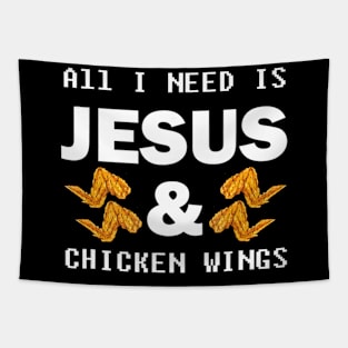 Jesus & Chicken Wings Christian Foodie Tapestry