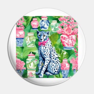 Cheetah, banana leaves and chinoiserie jars Pin