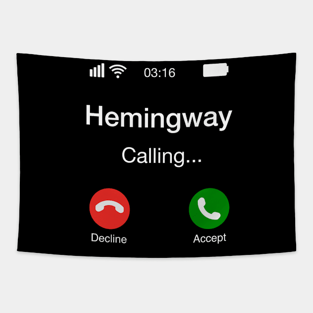 Hemingway Calling Tapestry by Upsketch