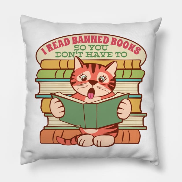 I Read Banned Books Cat Pillow by Sue Cervenka