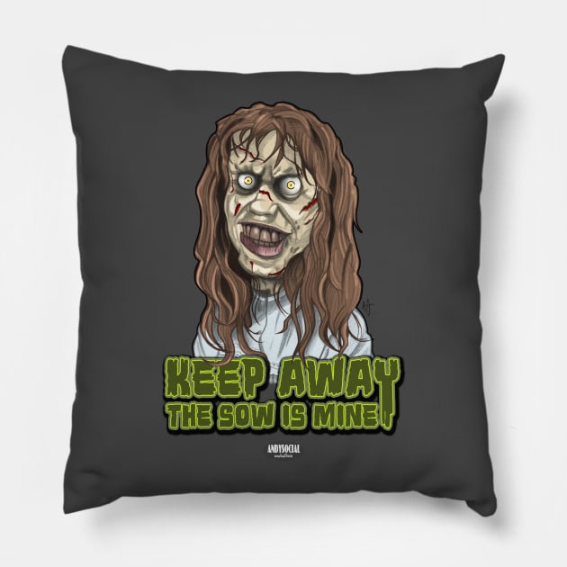 Regan MacNeil Pillow by AndysocialIndustries