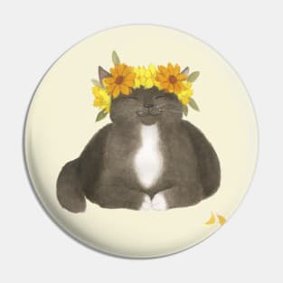 Flower Cat - Black With Yellow Pin