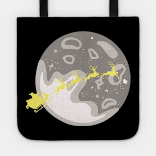 Santa Flying To The Moon Tote