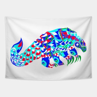 bright china pangolin armadillo ecopop pattern art Tapestry