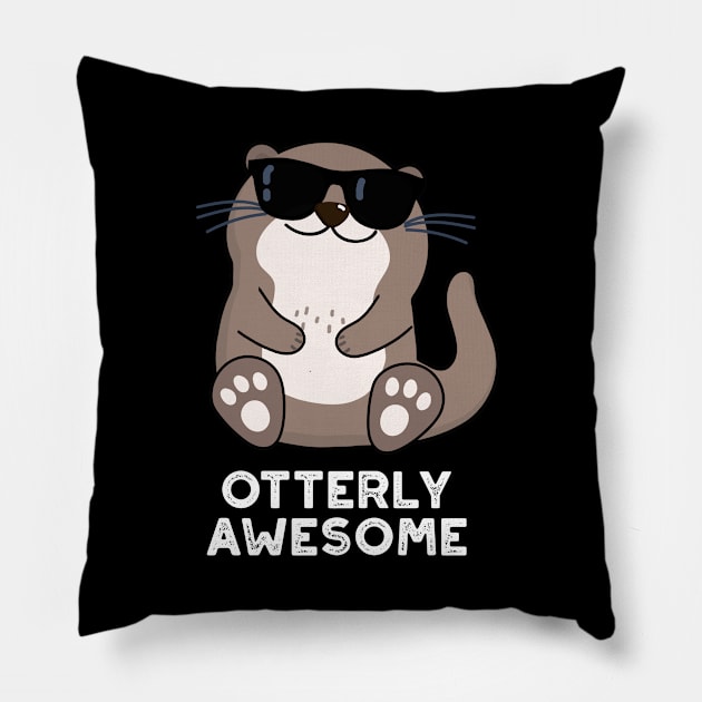 Otterly Awesome Funny Animal Otter Pun Pillow by punnybone