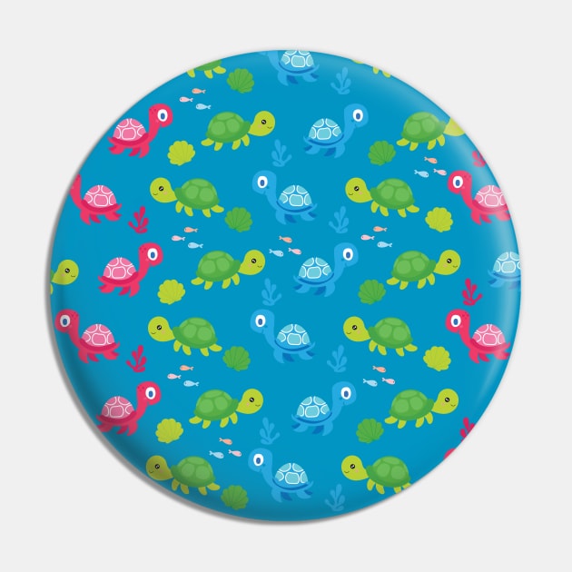 Cute Turtle Pattern Design Pin by STUDIOVO