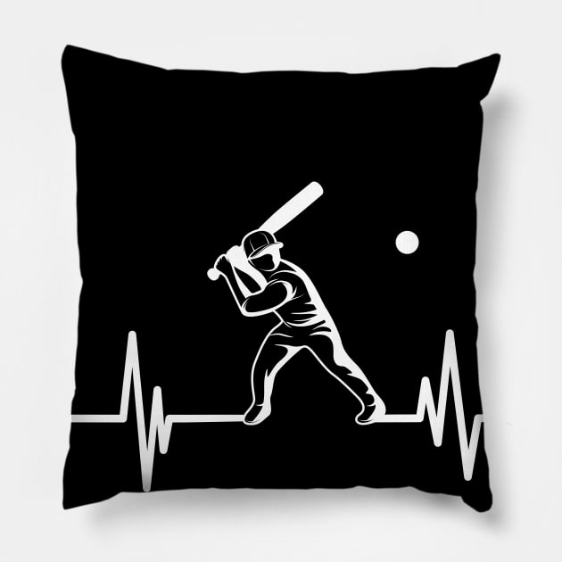 Cricket heartbeat baseball player,baseball Birthday Cricket lover Pillow by mezy