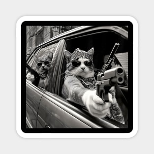 Funny Vintage Gangster Cat Memes Cat Gang Cat Mom Dad Women Magnet
