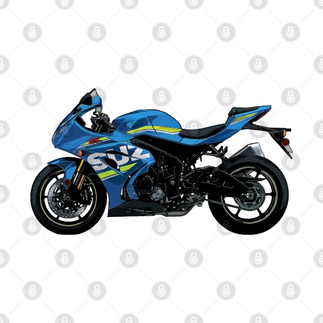 Blue GSX R1000 Side View Illustration by KAM Std