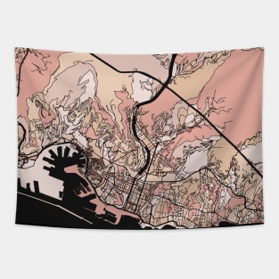 Genoa Map Pattern in Soft Pink Pastels Tapestry