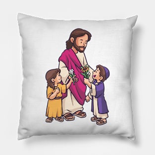 Jesus Children Flower Pillow