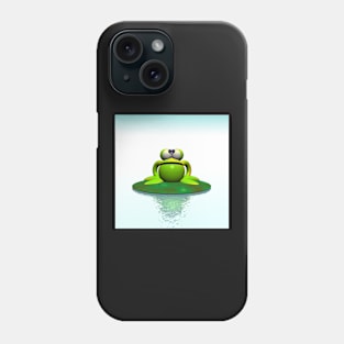 Green frog on a lilypad Phone Case