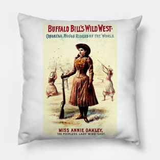 Vintage Buffalo Bill's Wild West Poster - Annie Oakley Pillow