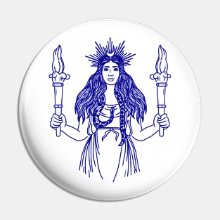 Blue Sky and Sea Goddess Hecate Pin