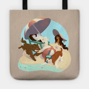 Cavalier King Charles Spaniels on the Beach Tote