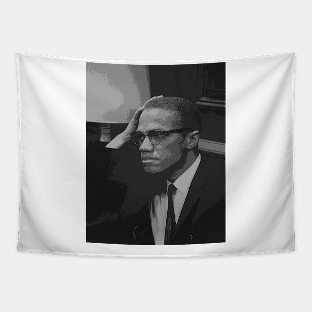 Malcolm X - Face Tapestry by Tamie