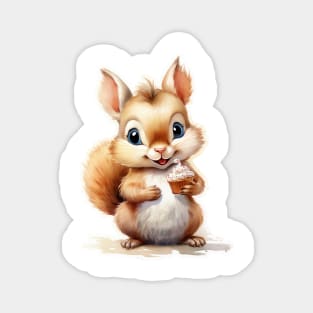 Squirrel with Cupcake Magnet