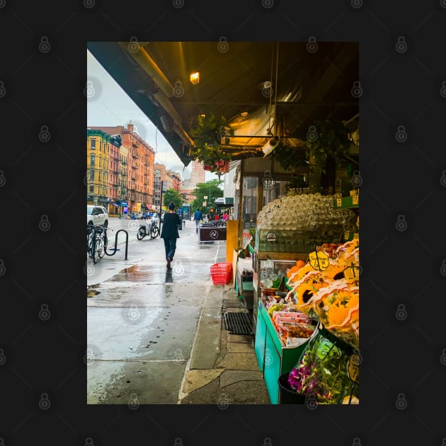 Street Flowers Shop Rain Upper West Side Manhattan NYC by eleonoraingrid