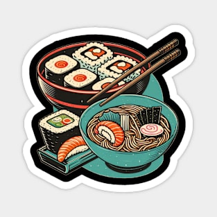 Vintage Sushi and Ramen Lover Men Women Stylized Japanese Magnet