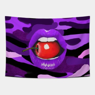 Purple Camo Lips Tapestry