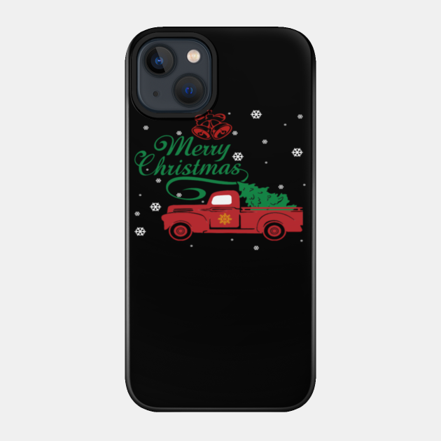 Vintage Gift Merry Christmas - Christmas Red Truck Xmas Tree - Christmas Red Truck Xmas Tree Vintage - Phone Case