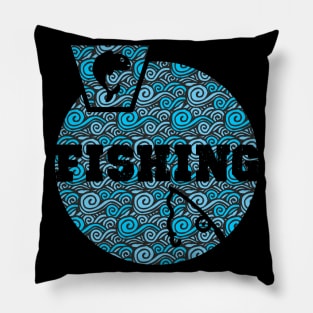 Fishing Birthday Gift Shirt. Includes a Fish and a Fishing Rod. Pillow