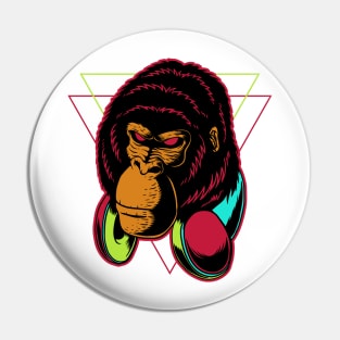 Angry Gorilla Wearing Headphone Pin