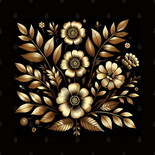 Gold Floral Illustration by Jenni Arts