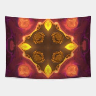 Psychedelic Kaleidoscope Square Yellow Orange and Purple Tapestry