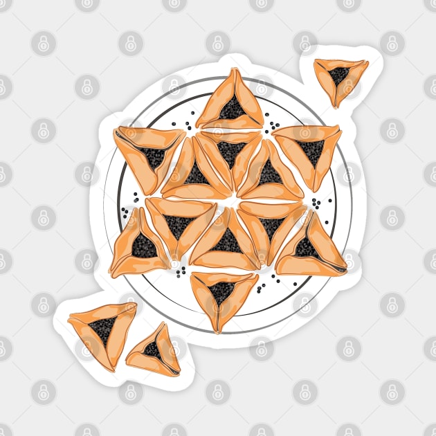Purim Hamantash Hamantaschen Jewish Star Magnet by HolidayBug