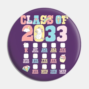 Cute Unicorn Graduation Class of 2033 Grow with Me Checklist Pin