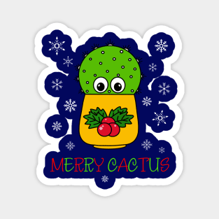 Merry Cactus - Cute Cactus In Christmas Holly Pot Magnet